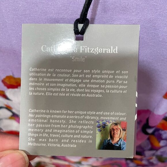 Simply Art by Dolcezza Womens Sheath Dress S Pleated Sleeve Floral Art to Wear - Picture 6 of 8